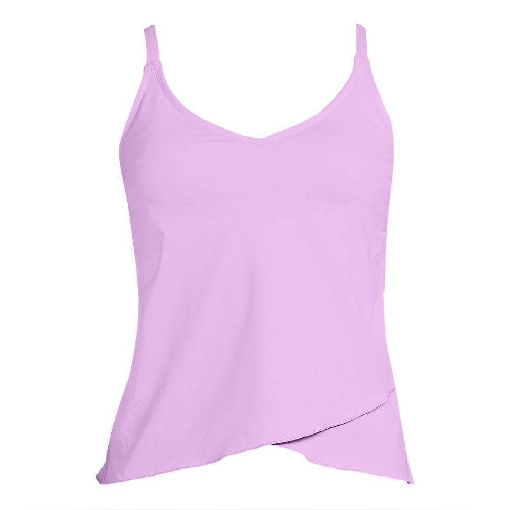 Land’s End Plus Standard tulip hem adjust soft cup tankini top Wild Lilac Var